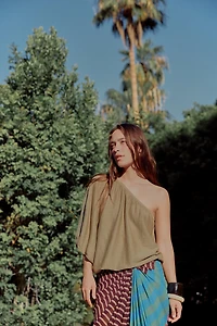DRAPED STRIPED PAREO SKIRT