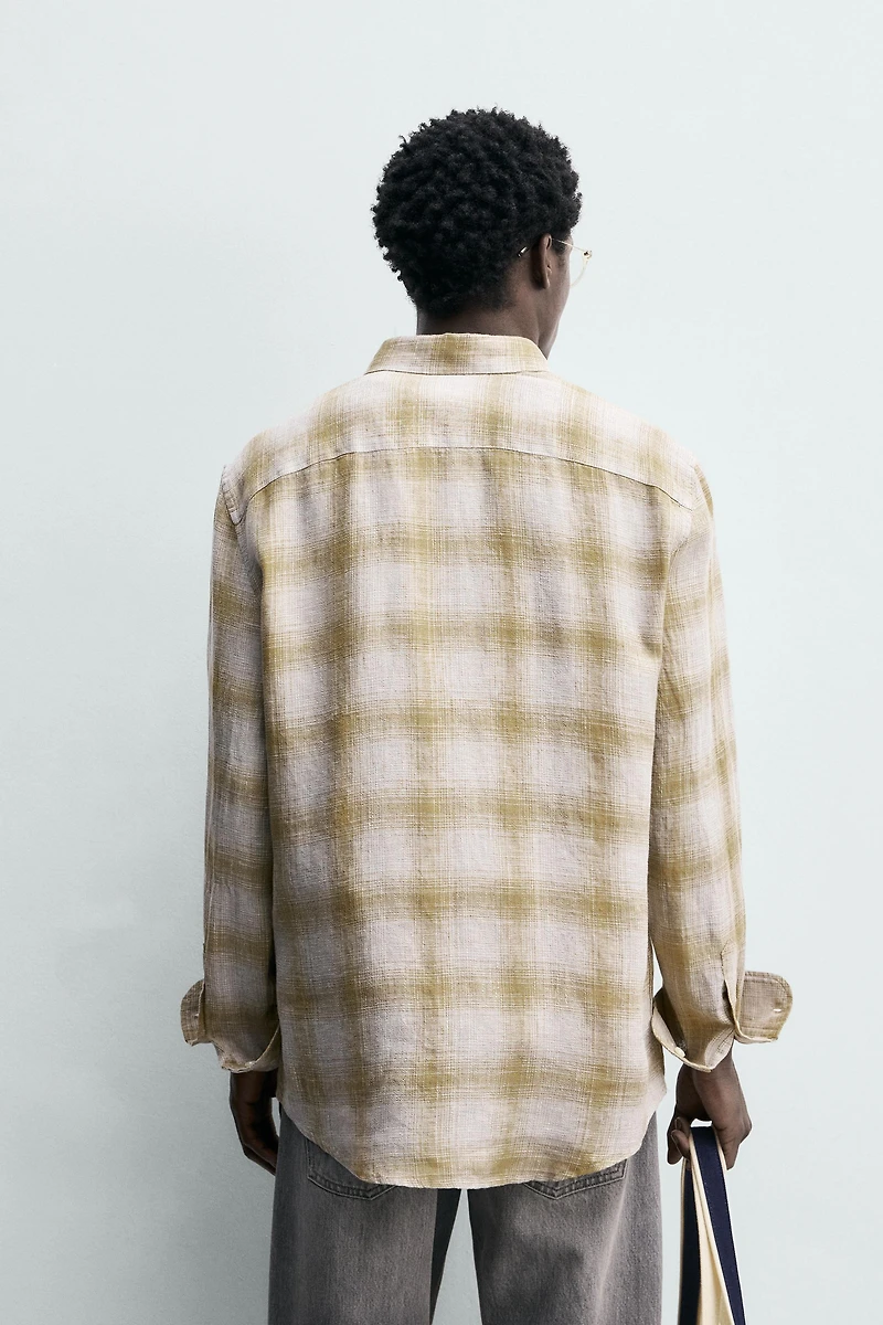PLAID LINEN BLEND SHIRT
