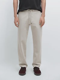 Straight-fit cotton blend trousers