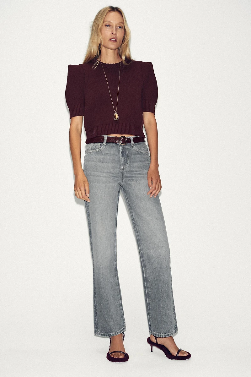 SHORT SLEEVE KNIT TOP