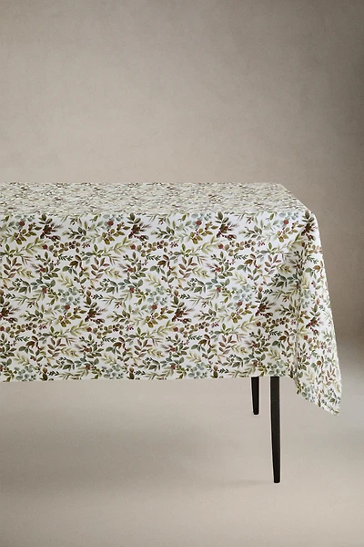 CHRISTMAS RESIN-COATED COTTON LEAVES TABLECLOTH