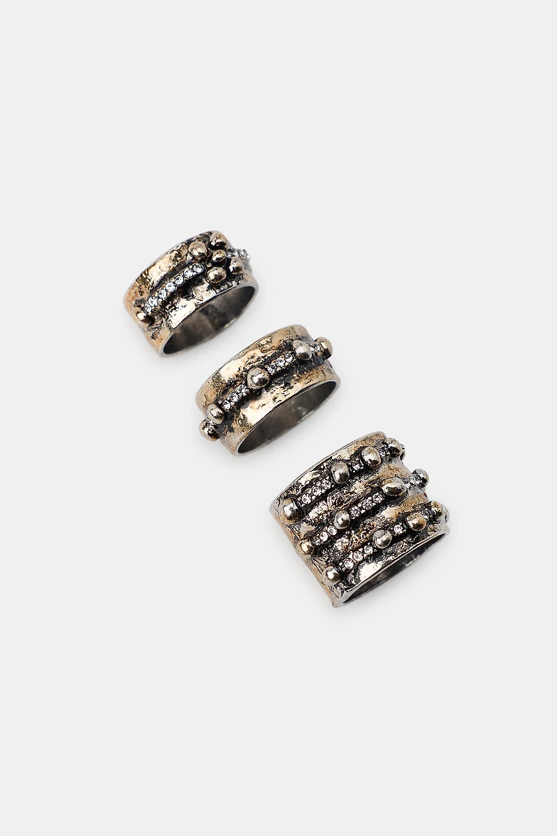 PACK OF 3 CARVED SHIMMER RINGS