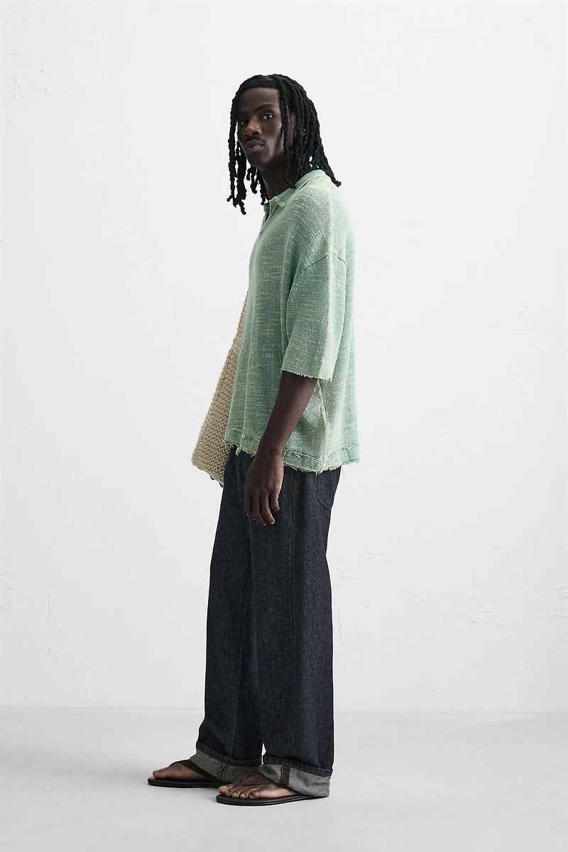 WASHED KNIT POLO SHIRT