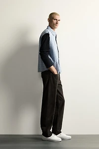 CHEMISE TANK COURTE À CARREAUX