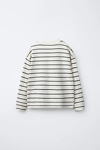 STRIPED T-SHIRT WITH LABEL TRIM