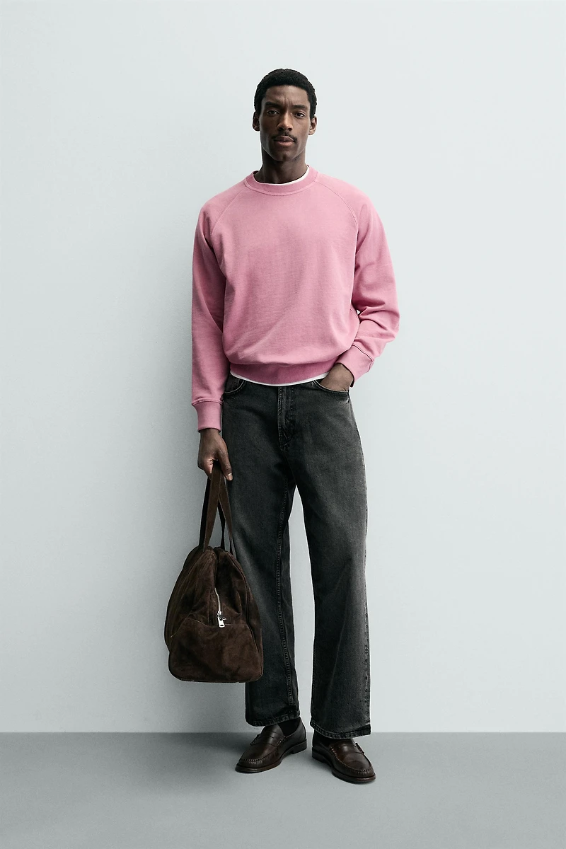 BASIC WASHED CREWNECK SWEATSHIRT