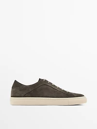 Split suede trainers