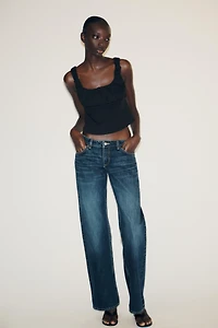 MIXED INTERLOCK POPLIN TOP