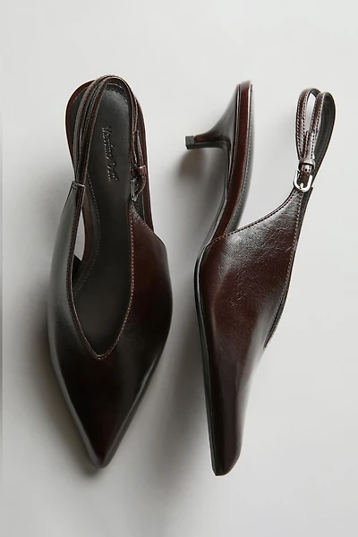 Leather high-heel mules