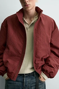 PLAID PUFFER WINDBREAKER JACKET