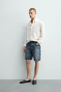 STRAIGHT FIT DENIM SHORTS