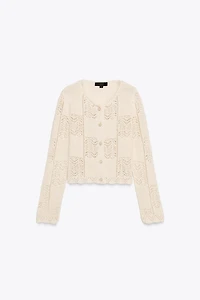 POINTELLE KNIT CARDIGAN