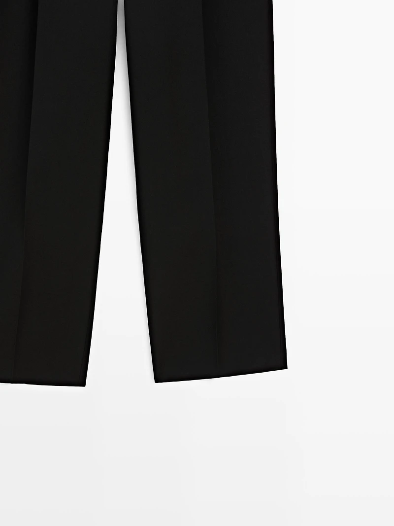 100% wool wide-leg trousers with dart - LIMITED