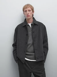 Short wool blend jacket with padded lining