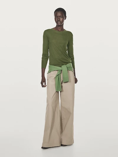 Long sleeve T-shirt with ribbed trims