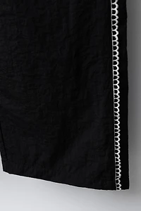 CONTRAST NYLON STRAIGHT LEG PANTS