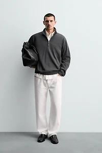 WASHED QUARTER-ZIP SWEATSHIRT