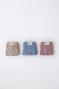 AGES 6- / THREE-PACK OF RIBBED BOXERS WITH LABEL