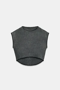 CONTRAST TOPSTITCH KNIT VEST