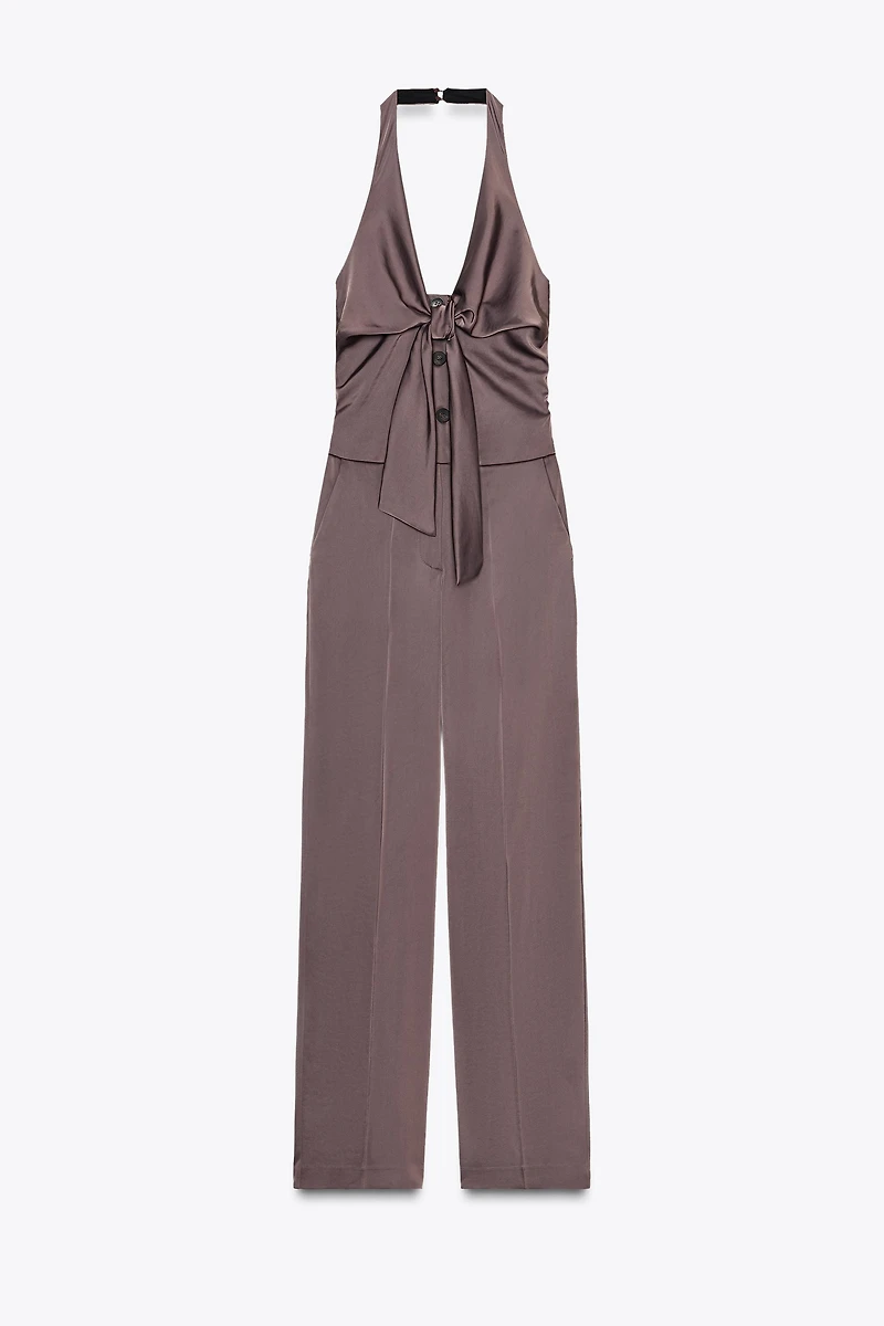 COMBINAISON GILET SATINÉE À NŒUD
