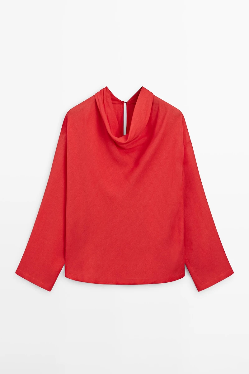 Blouse fluide à col drapé