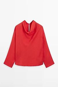 Blouse fluide à col drapé