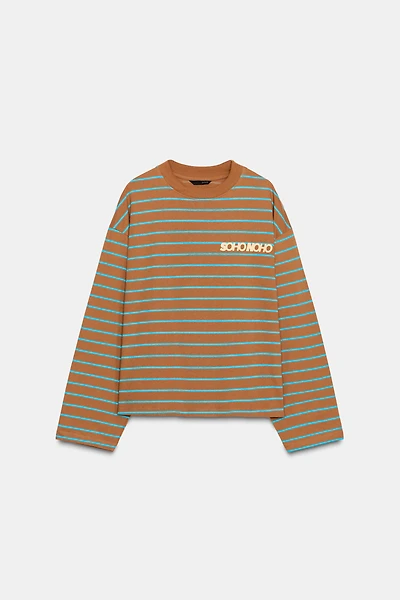 STRIPED TEXT T-SHIRT