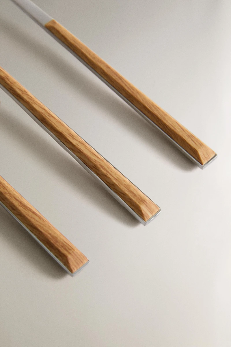 LOT FOURCHETTES DESSERT MANCHE EFFET BOIS (LOT DE 4)