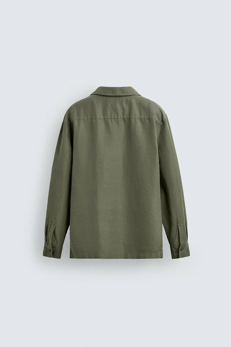 RELAXED FIT OVERSHIRT WITH LINEN