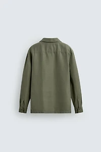 RELAXED FIT OVERSHIRT WITH LINEN