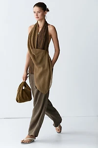 Top fluide à rayures encolure américaine total look