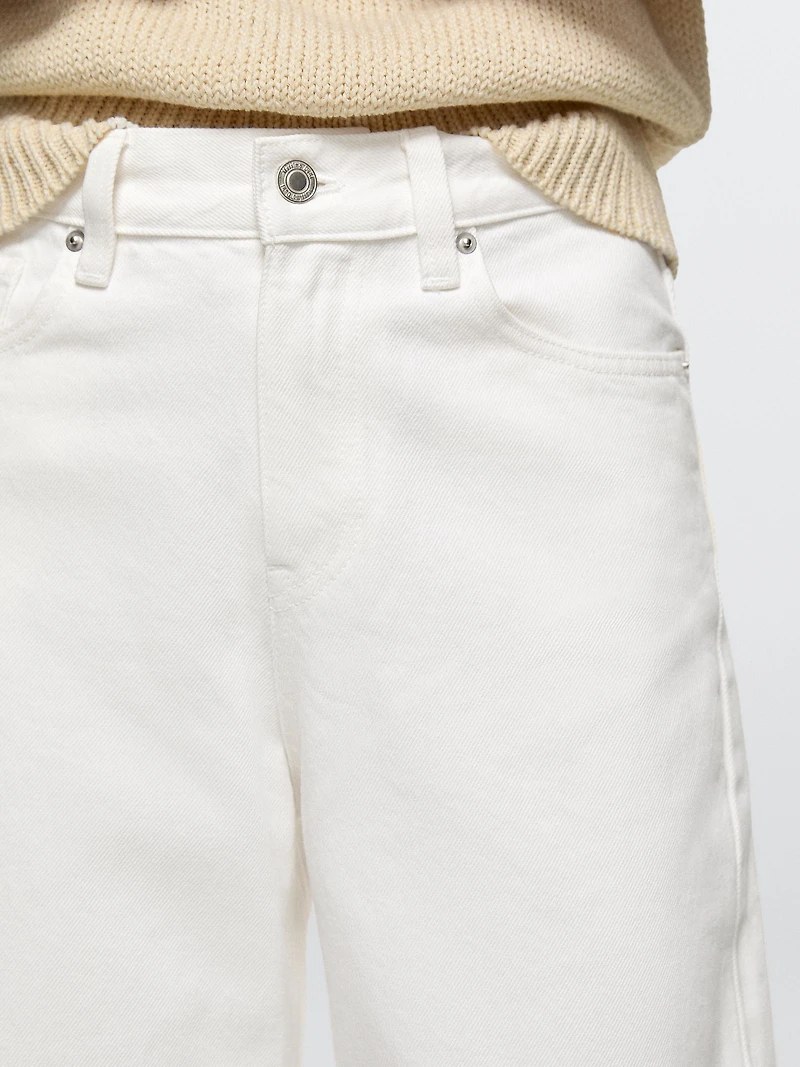 Mid-rise cropped wide-leg jeans