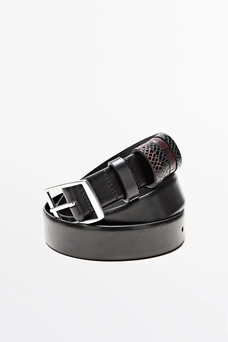 Leather belt with 5 loops - STUDIO