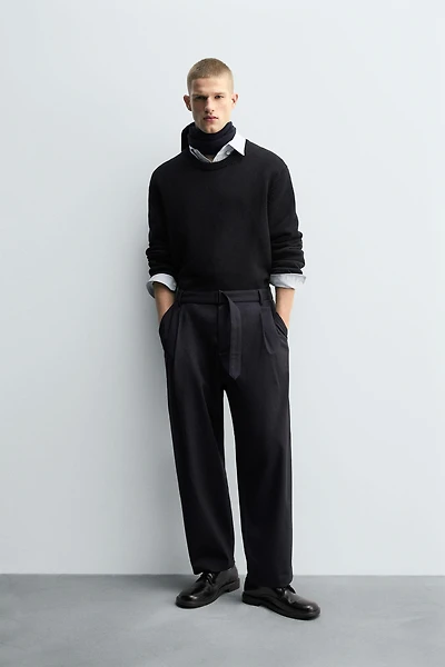 RELAXED FIT BELTED PANTS