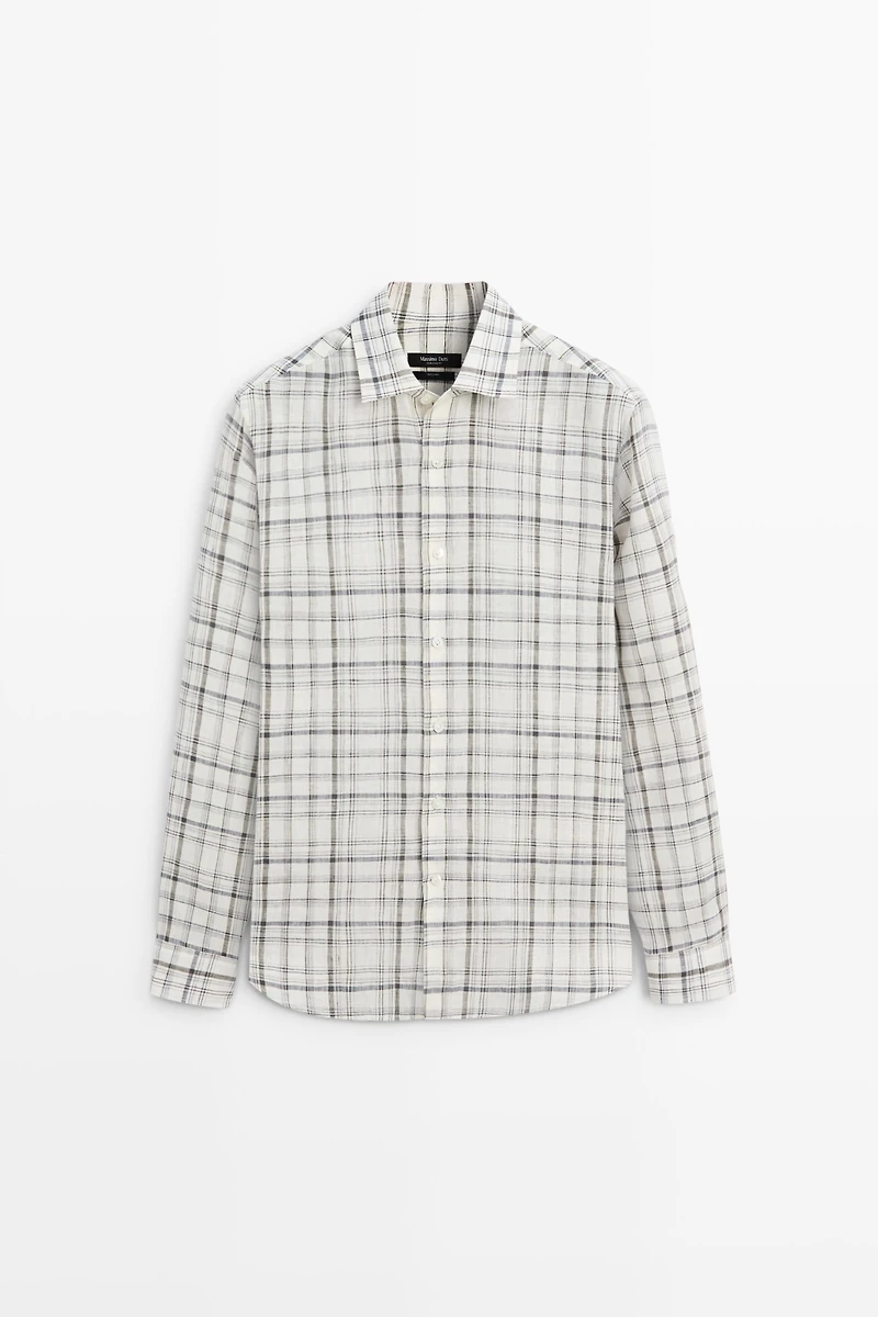 100% linen check shirt