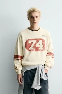 WASHED CONTRAST PRINT SWEATSHIRT
