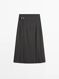 Jupe midi plissée applique