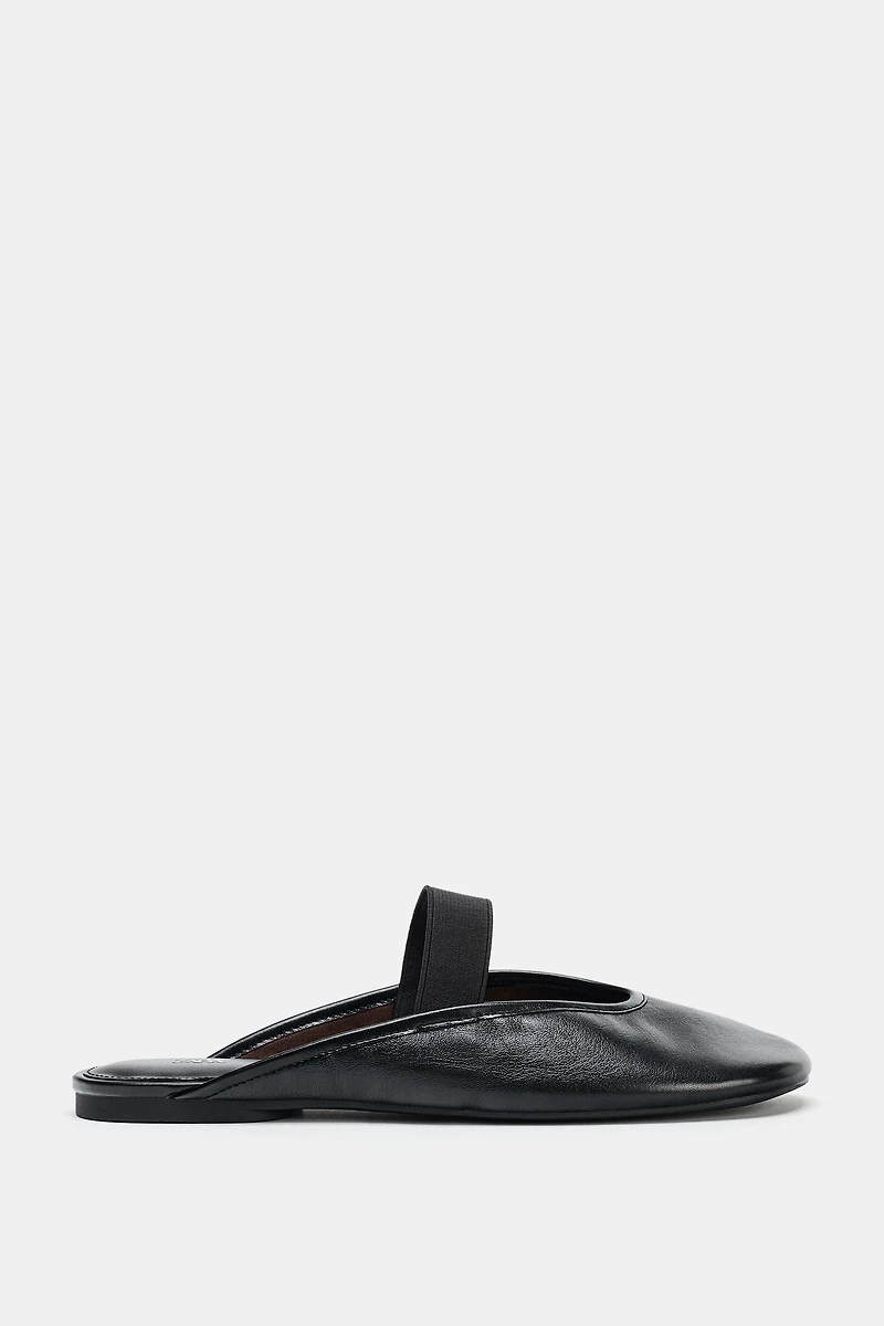 LEATHER SLINGBACK BALLET FLATS