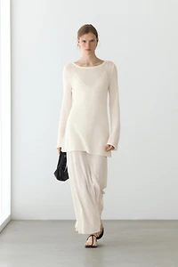 Robe en maille superposée à manches longues