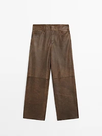 Distressed nappa leather trousers