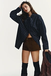 CHEMISE EN POPELINE À CARREAUX AVEC FOULARD