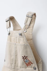EMBROIDERED CORDUROY OVERALLS