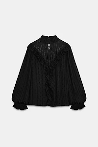 DOTTED MESH LACE SHIRT