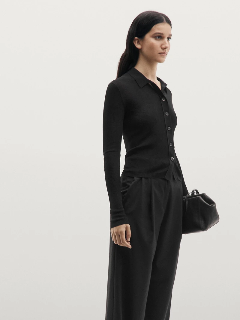 Cotton blend knit cardigan