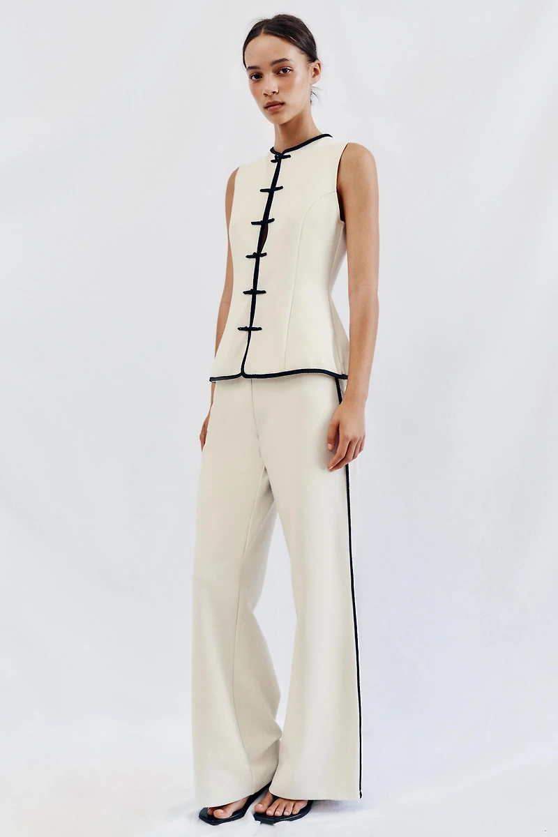 PANTALON LARGE À LISERÉS