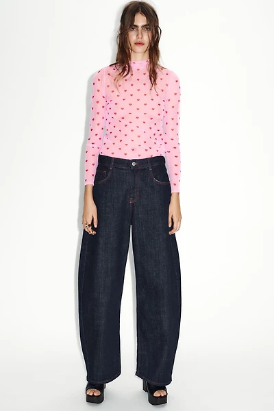 FINE KNIT HEART TOP