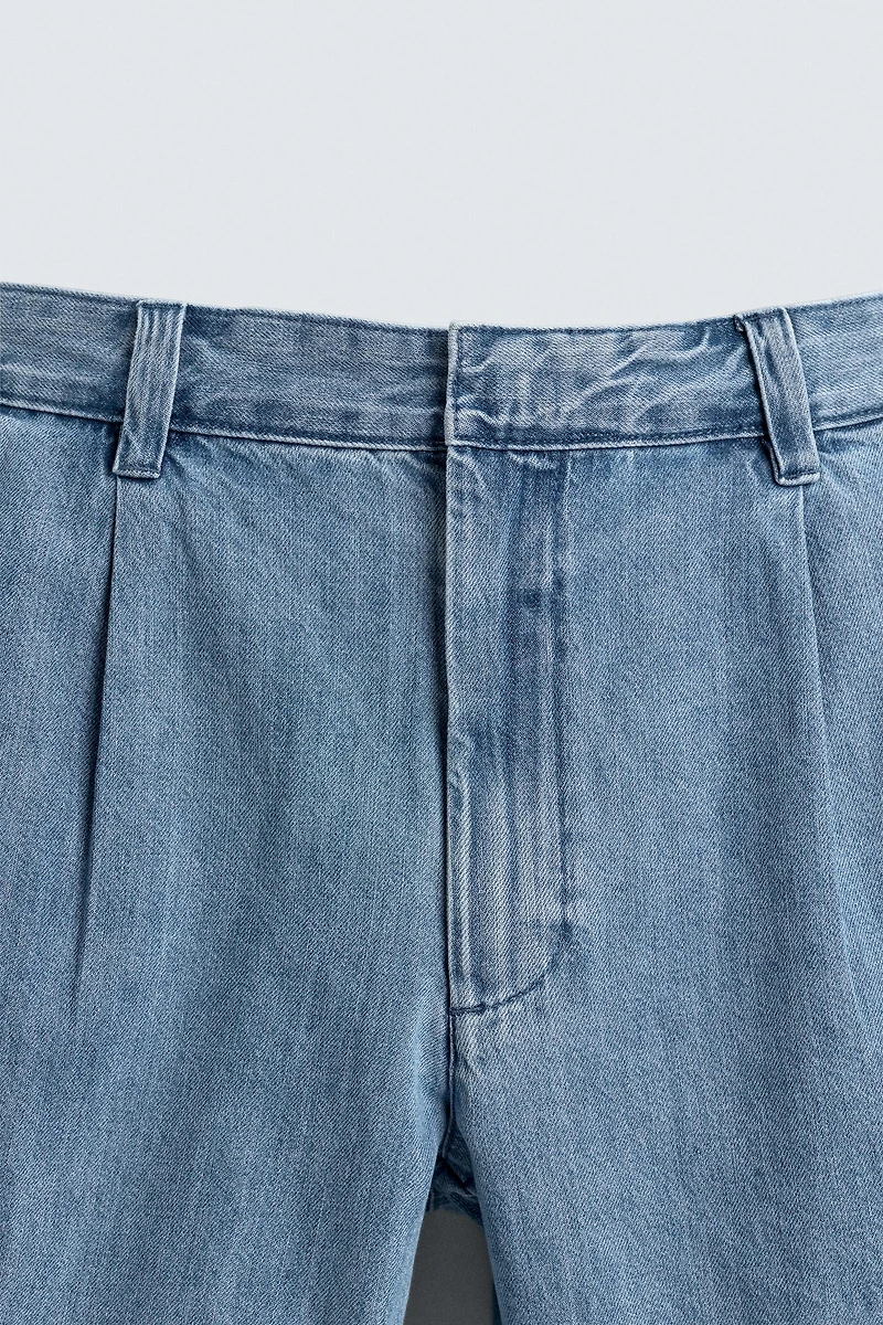 BERMUDA DENIM COUPE DÉCONTRACTÉE PLIS