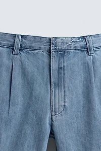 BERMUDA DENIM COUPE DÉCONTRACTÉE PLIS