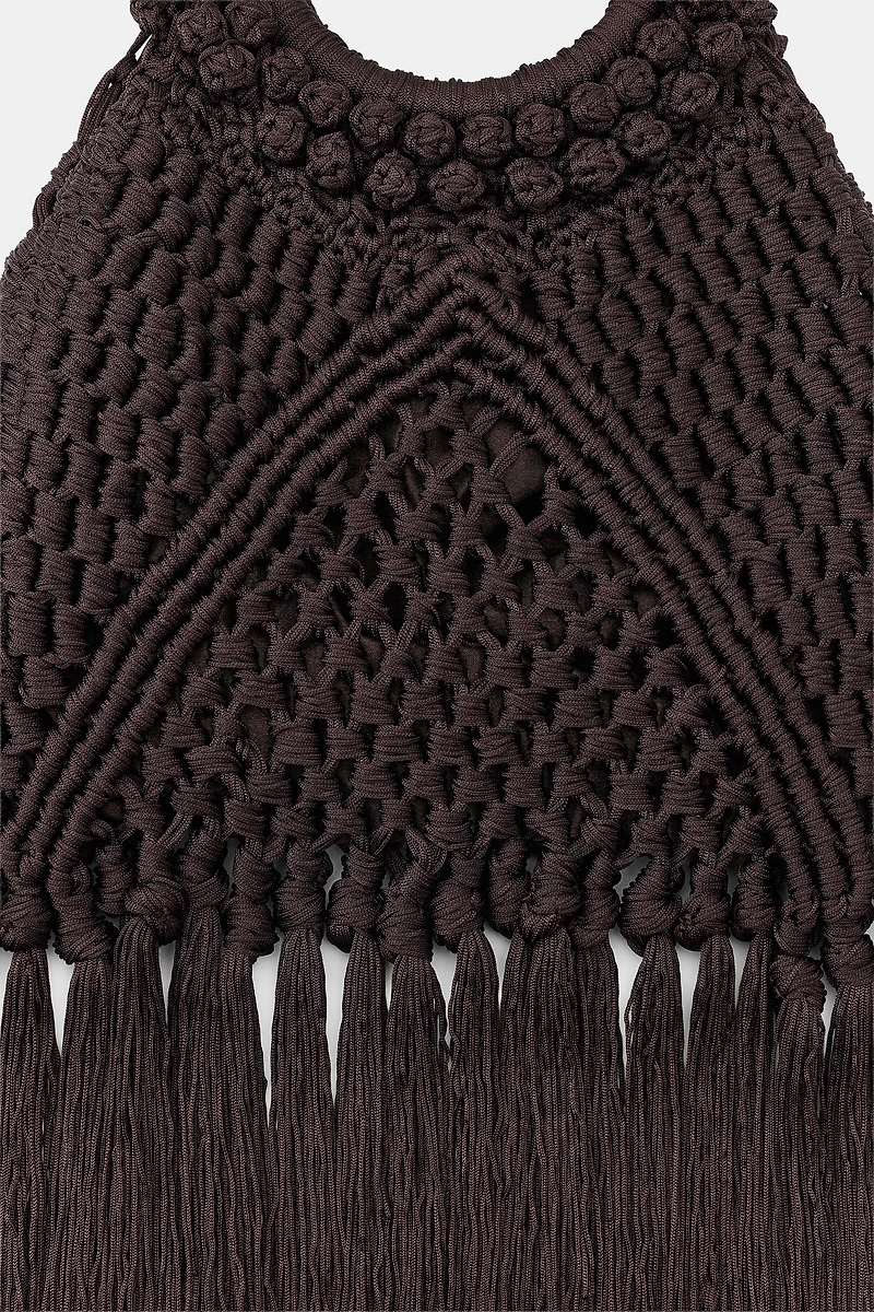 WOVEN KNOTTED FRINGE BAG