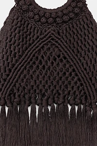 WOVEN KNOTTED FRINGE BAG